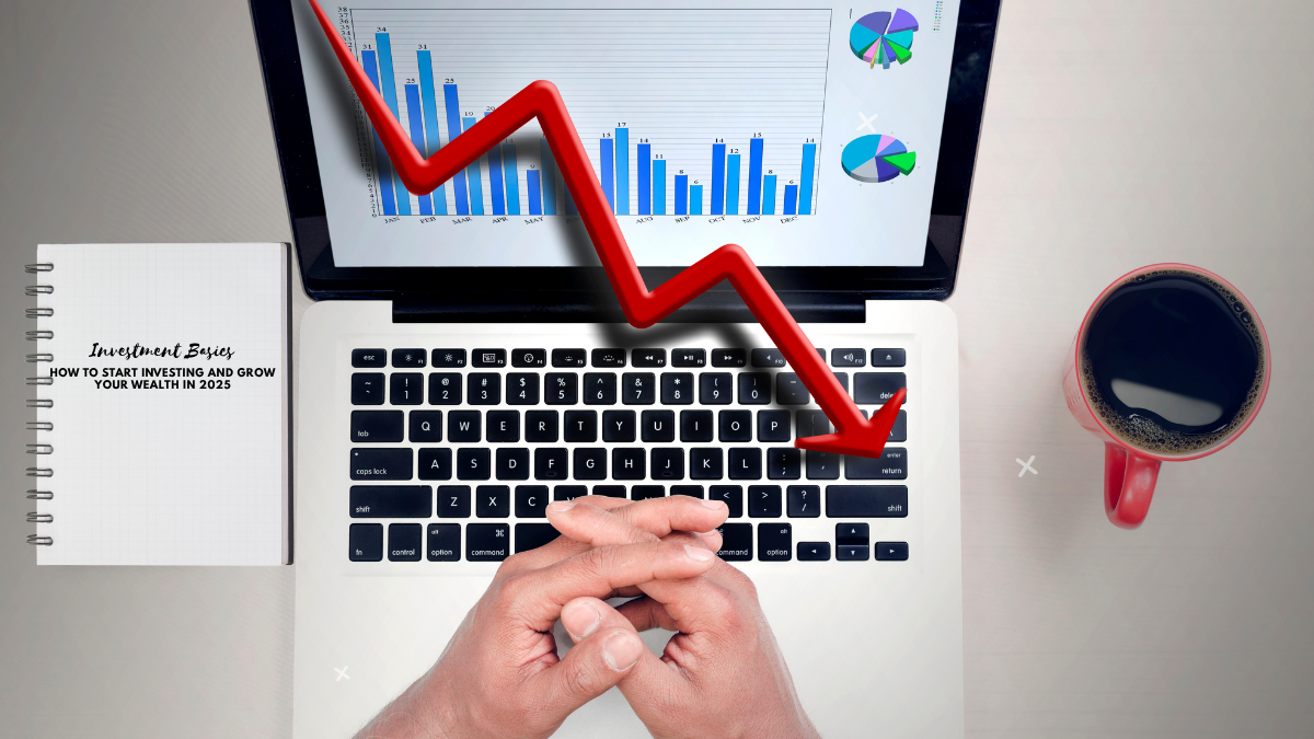 Beginner learning to invest using laptop and notebook.