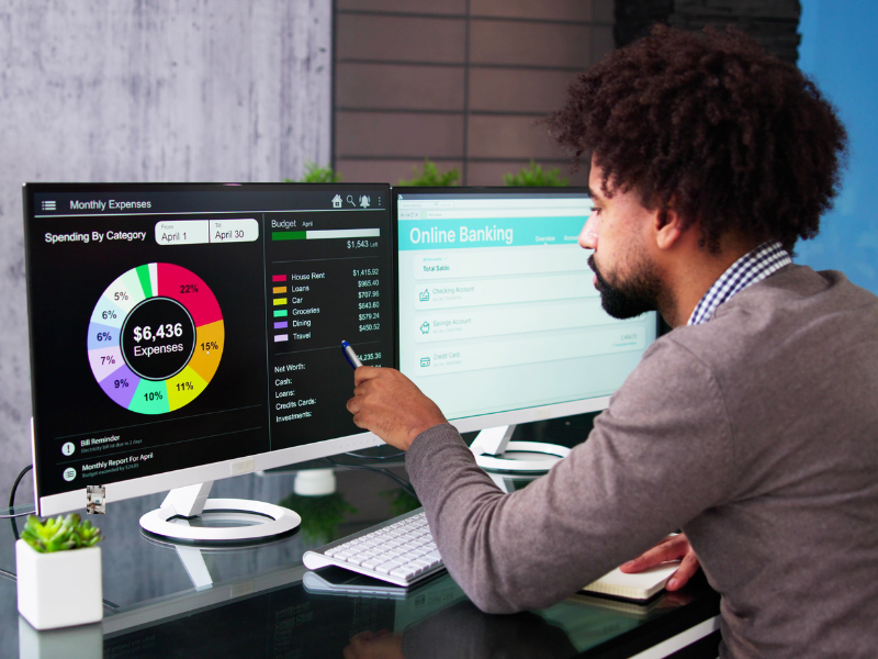 Smart budgeting using a spreadsheet on a laptop
