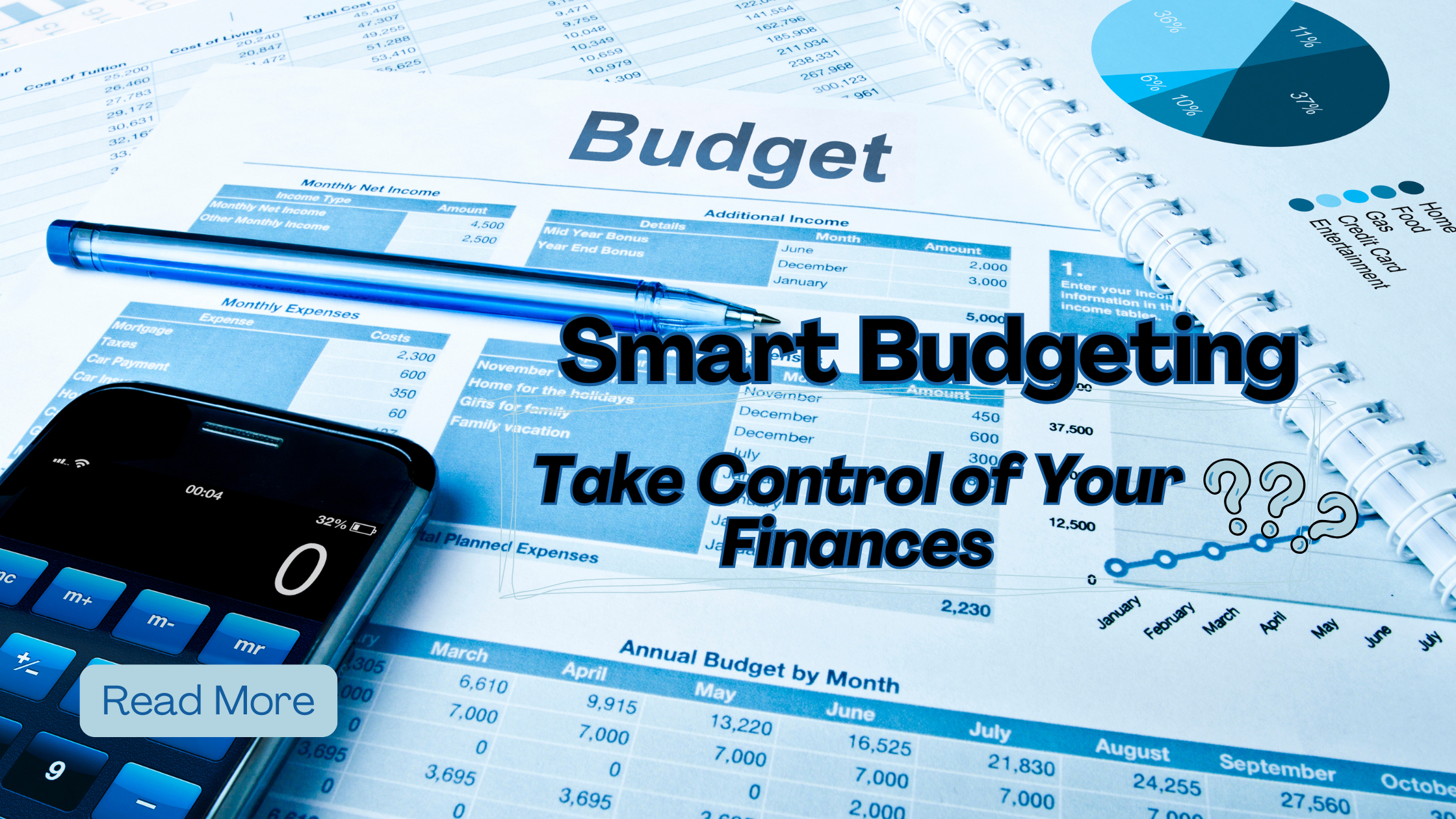 Smart budgeting using a spreadsheet on a laptop