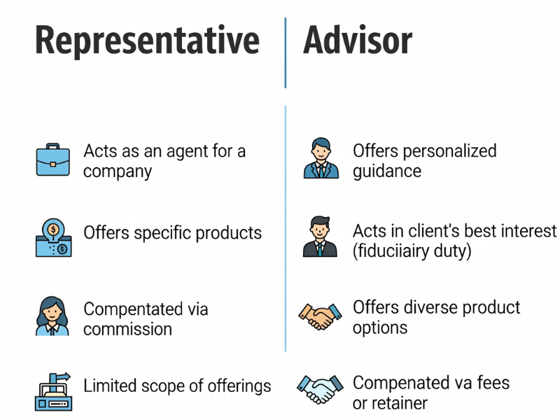Financial Representative vs. Financial Advisor: What’s the Difference? comparison chart