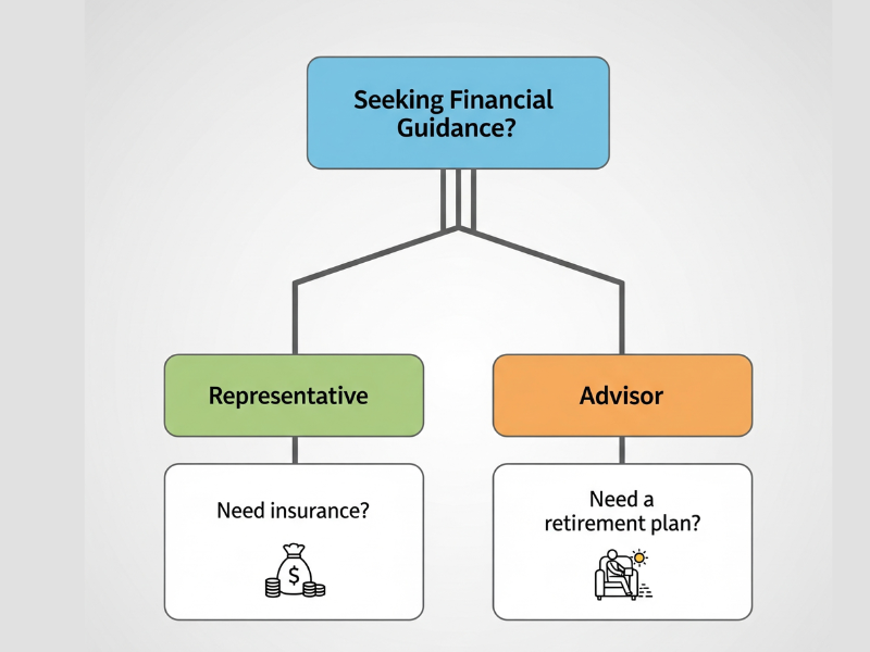 Financial Representative vs. Financial Advisor: What’s the Difference? decision flowchart