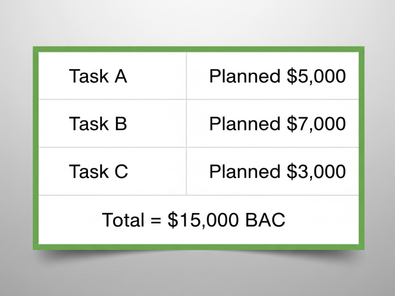 step by step example to calculate budget at completion