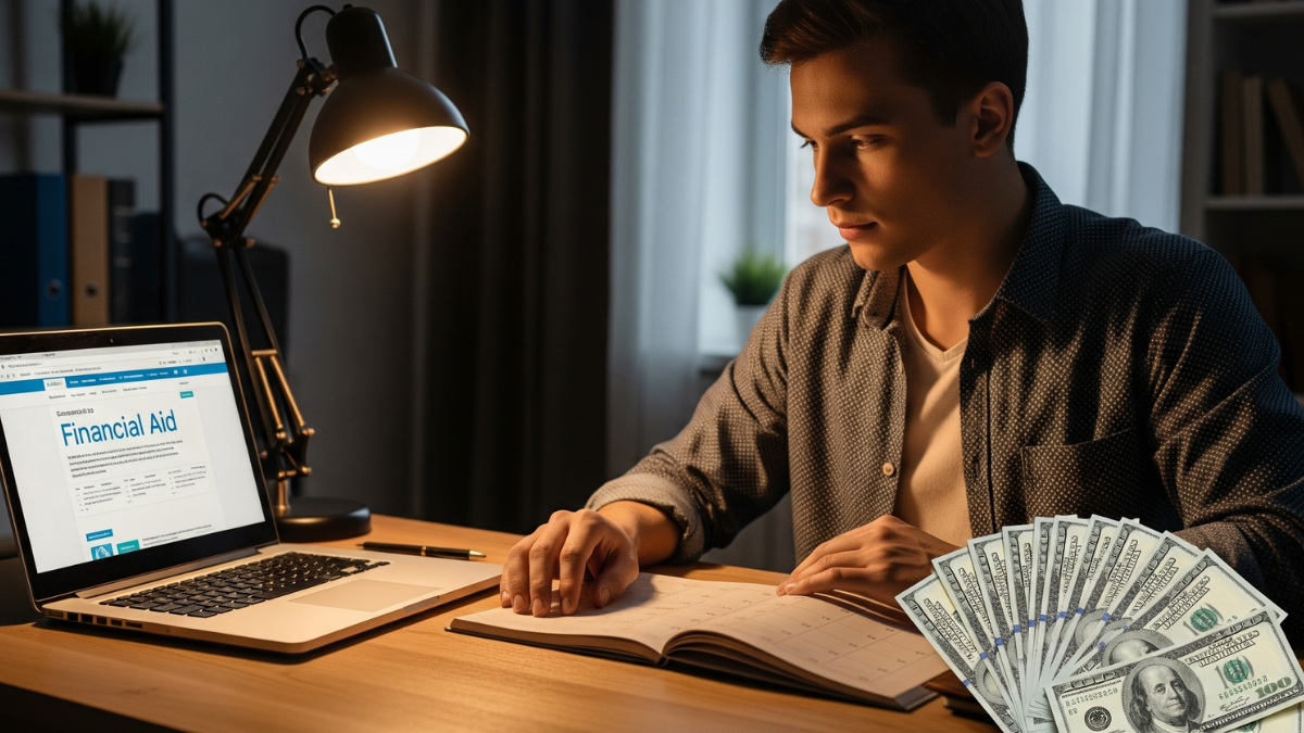 how long does it take to get a student loan illustration with student, laptop, calendar, and money