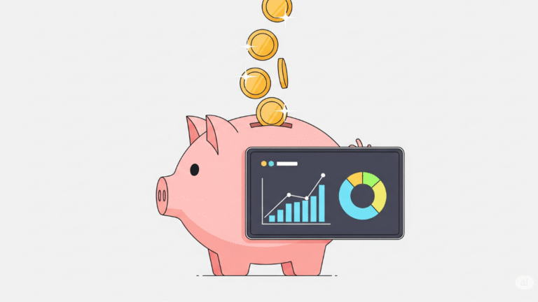 piggy tracking featured image showing coins in a piggy bank and a digital savings app dashboard