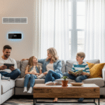 HVAC financing in 2025 featured image with a family enjoying a comfortable home